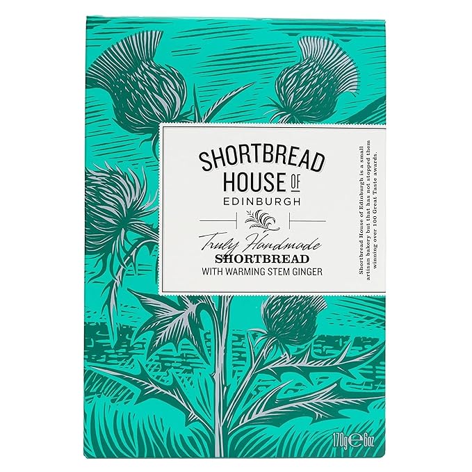 Shortbread House of Edinburgh Truly Handmade Shortbread Fingers with Warming Stem Ginger, 6oz Box (Pack of 3)