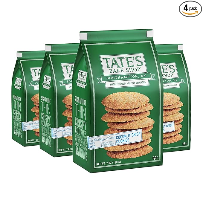Tate's Bake Shop Coconut Crisp Cookies, 4 - 7 oz Bags