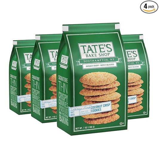 Tate's Bake Shop Coconut Crisp Cookies, 4 - 7 oz Bags