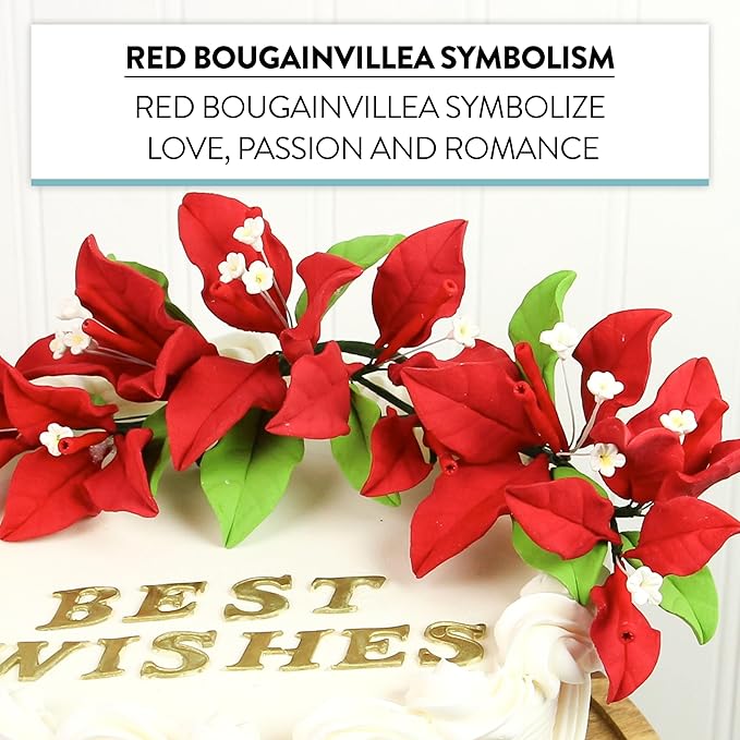 Global Sugar Art Exquisite Red Bougainvillea Sugar Cake Flowers, 6 Count by Chef Alan Tetreault (Red)