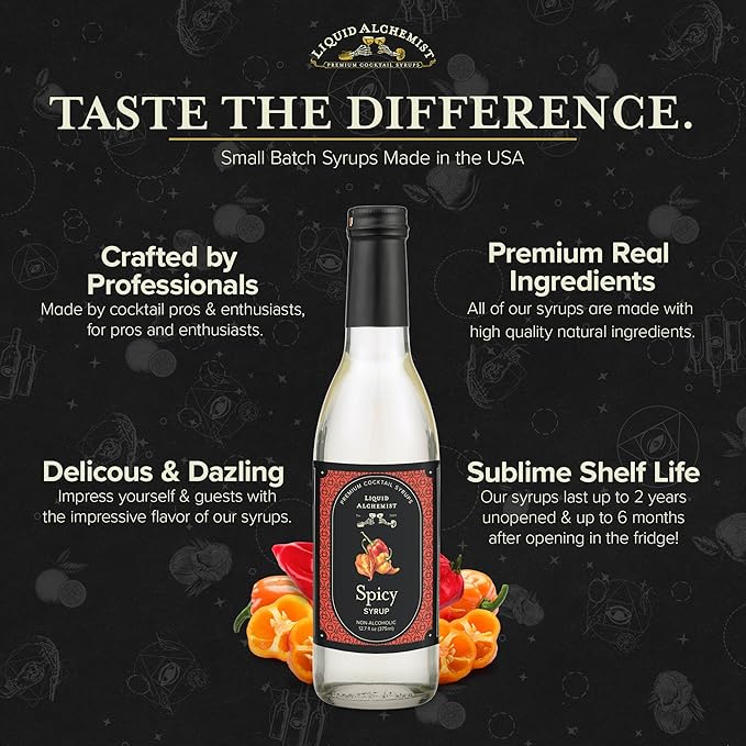 Liquid Alchemist Spicy Habanero Infused Simple Syrup for Cocktails – Real Ingredients Make our