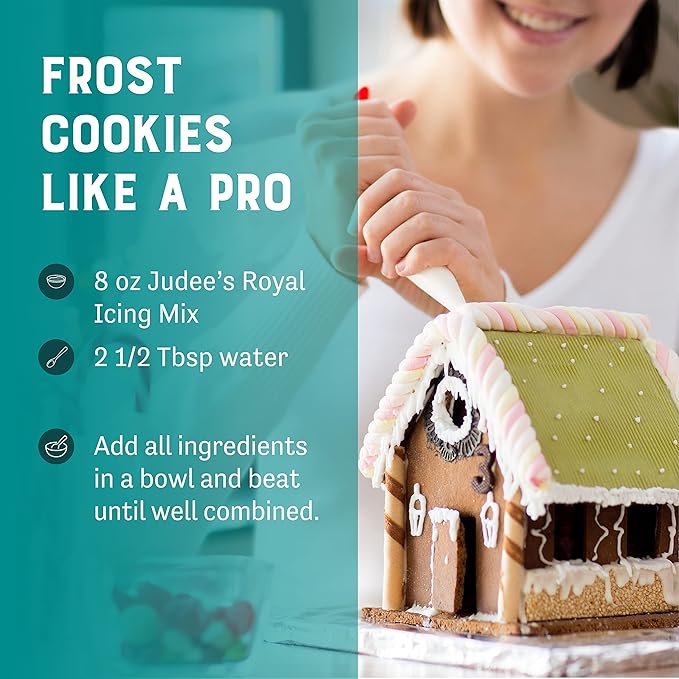 Judee's Royal Icing Mix 8 oz - Frost Cookies Like a Professional - Great for Decorating and Baking - Just Add Water - Non-GMO, Gluten-Free and Nut Free