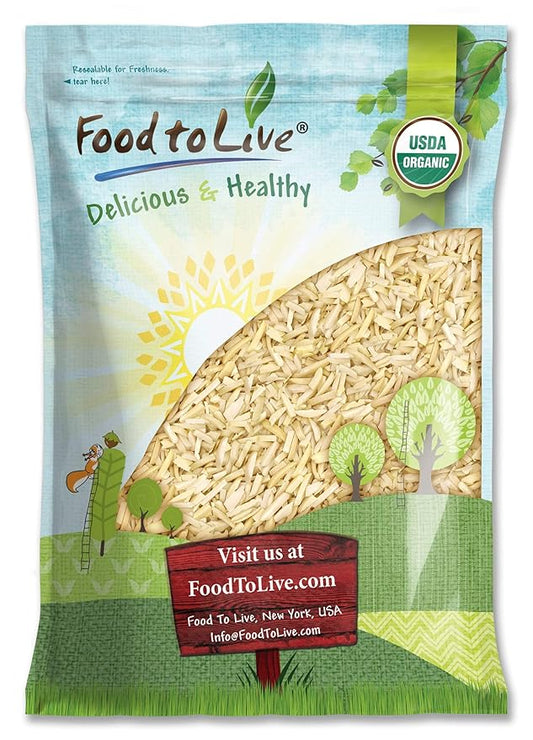 Food to Live Organic Blanched Slivered Almonds, 7 Pounds - Non-GMO, Raw, Unpasteurized, Unsalted, Vegan, Keto, Paleo, Kosher, Bulk, High in Protein, Dietary Fiber. For Cooking, Baking, Salads Cereals
