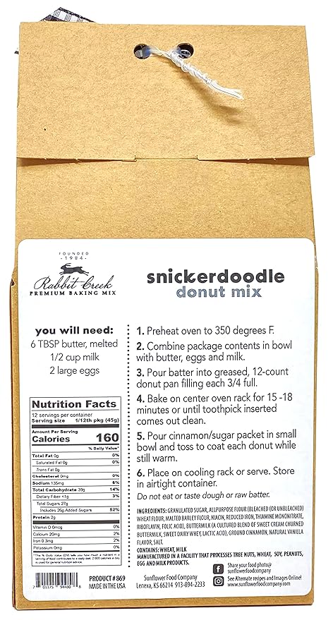 Rabbit Creek Snickerdoodle Donuts Mix ??With Dusting Sugar Included ??Baked Donuts, Not Fried ??Donut Baking Mix