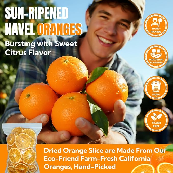 Premium Dried Orange Slices 8.8oz/250g,Dehydrated Orange Slices NO Addtives,Dried Oranges No Sugar Added,Fruit Tea,Dehydrated Fruit for Cocktails,Crafts,Baking,Caffeine Free Tea,Sleep Time Tea