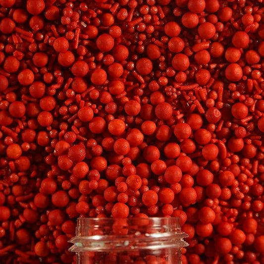Confect Ruby Red Edible Sprinkles ?밃sssorted jimmis, Dragees, Sparkling Sugar, Pearls| Decorative Toppings for Cake, Cupcake & Cookie Decorating ??Vegan, Gluten-Free, Nut-Free, Soy-Free, Dairy-Free, Palm Oil-Free ??4.2 Oz