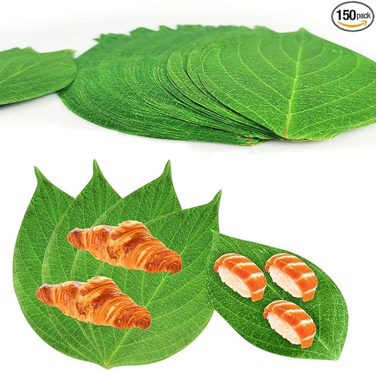150 Pcs Green Leaf Parchment Paper, Cheese Board Paper for Charcuterie Serving, 50 Sheets 12" & 50 Sheets 7" & 50 Sheets 4.3" for Party Decorations, and Holiday Table Food Accessories