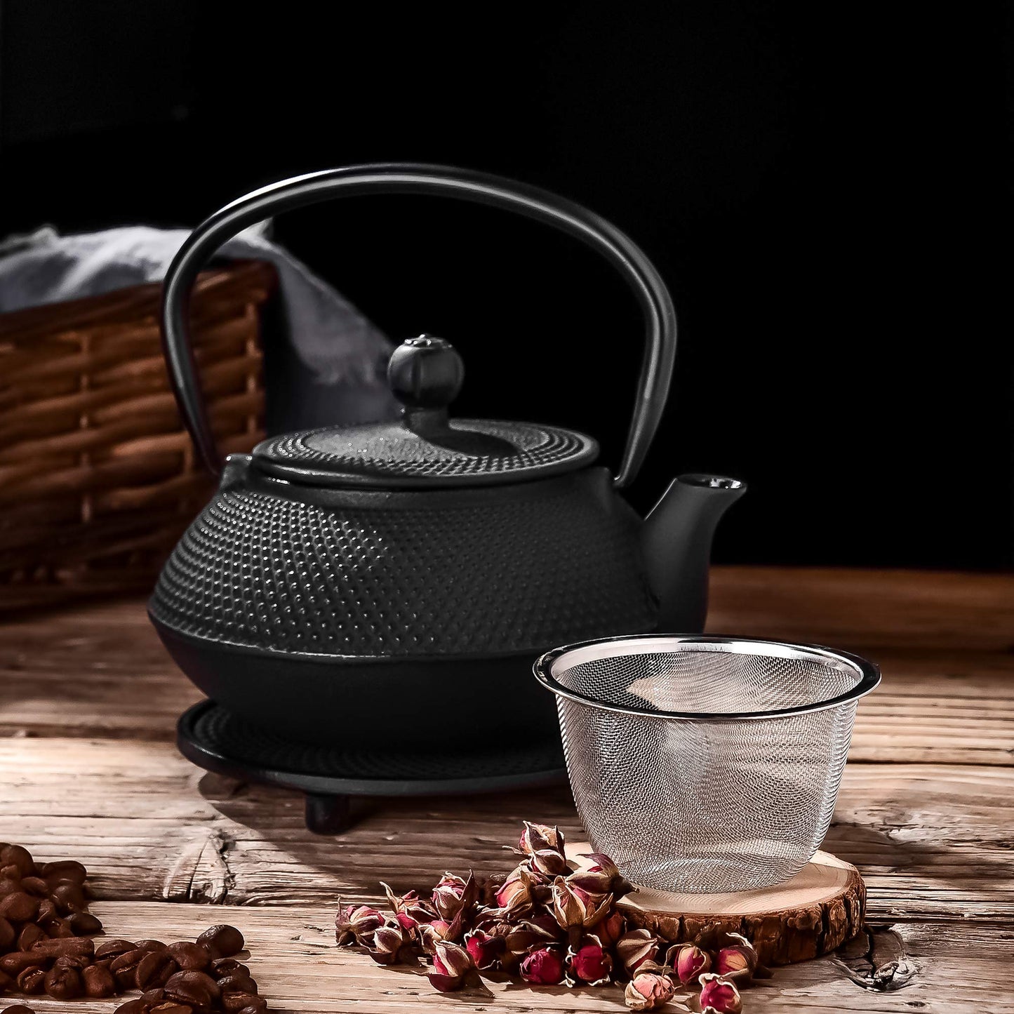 Velaze Cast Iron Teapot Set with Infuser,Japanese Style,2 Cups,700ML,23oz