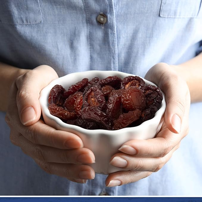 Traina Home Grown Jumbo California Sun Dried Angelino Plum Halves - Healthy, No Sugar Added, Chewy, Tangy, Deep Violet Color, Non GMO, Gluten Free, Kosher Certified, Vegan, Packed in Resealable Pouch (2 lbs)