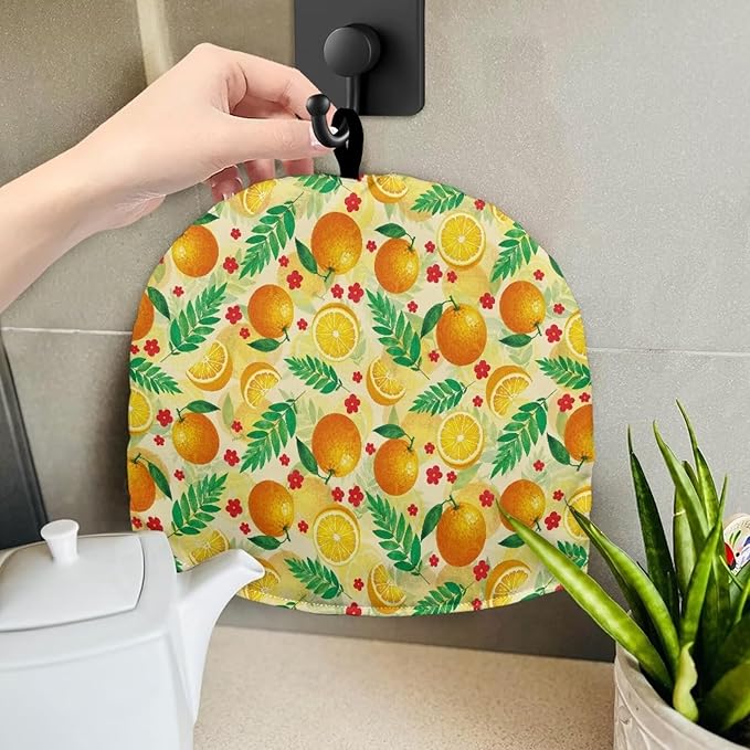 Tea Cozy Yellow Orange Print Creative Insulated Tea Cosy Extra Thick Home Kitchen Decoration Creative Gifts Dust Teapot Cover Kitchen Accessories for Travel