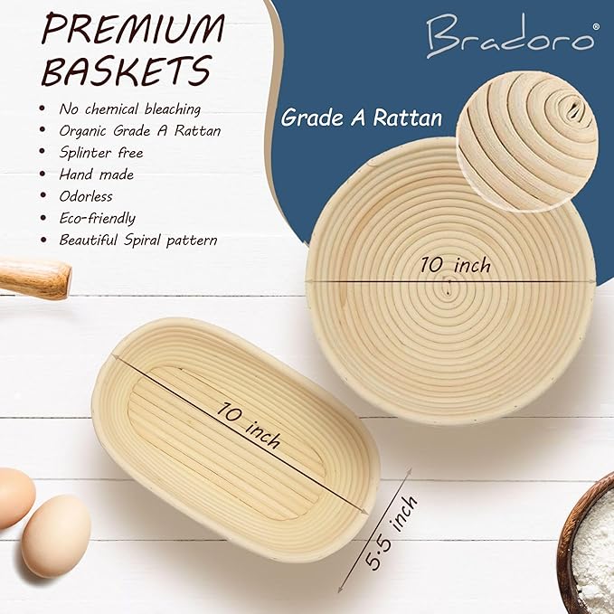 Sourdough Starter Kit ??Banneton Bread Proofing Basket Set with Sourdough Tools and Bread Making Accessories