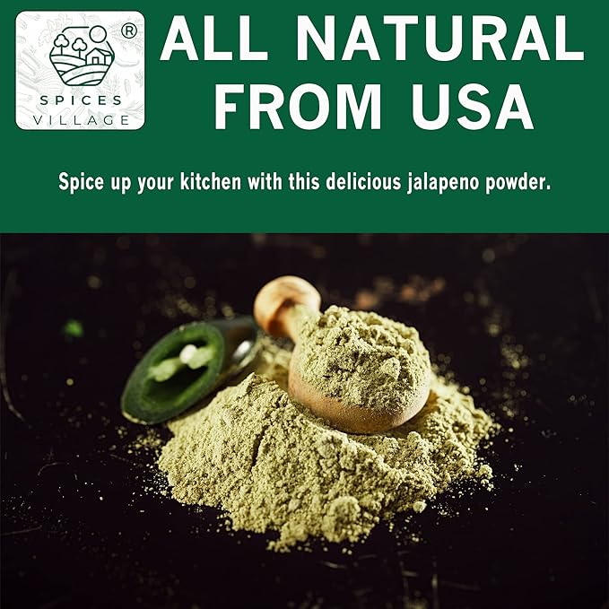 SPICES VILLAGE Jalapeno Powder [6 oz] - Ground Jalepeno Pepper, Natural Spicy and Flavorful Jalapeno Seasoning, Great For Chili, Salsa, Spice Blends, Stews, Tacos, Guacamole - Kosher, Gluten Free, Non GMO, Resealable Bulk Bag