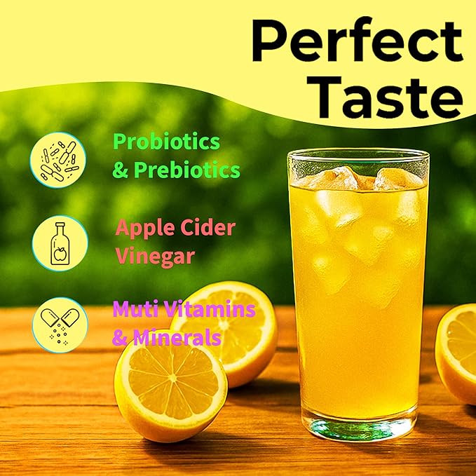 The Joah SlimTalk Kombucha Powder Sticks(Lemon Flavor) - Sugar Free, Probiotics & Prebiotics, Multi-Vitamins & Minerals (0.18 oz, 15 Sticks)