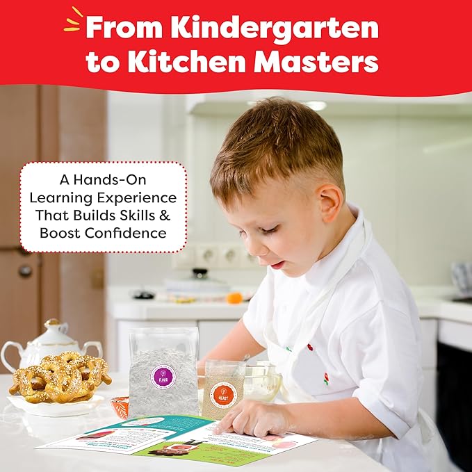 Pretzel Making Kit - Real Cooking Set for Kids Ages 5-12+ with Recipe and Ingredients - Kids Baking Set for Girls & Boys - Great Gift for Family Bonding