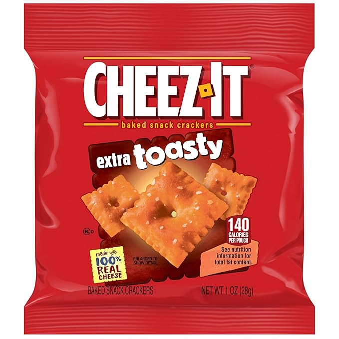Cheez-It Cheese Crackers, Baked Snack Crackers, Single Serve, Extra Toasty (40 Pouches)