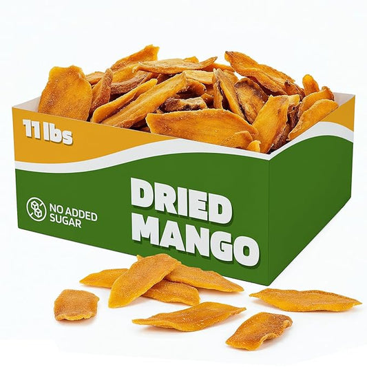 Fruitcraft Dried Mango No Sugar Added 11lbs | Pure, Fresh Mango Chunks Flavor in Bulk | All-Natural Dried Mangoes for Snacking, Baking, and More | Premium Dry Fruit Mango Slices