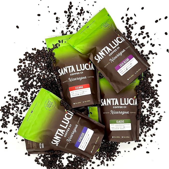 Specialty Volcanic Nicaraguan - The Santa Lucia Experience, Coffee Variety Pack - Light, Medium & Dark Roasts - Low Acid, 91 Point, SHG, Small Batch Roasted, 100% Single-Origin, Whole Bean, 3-16oz