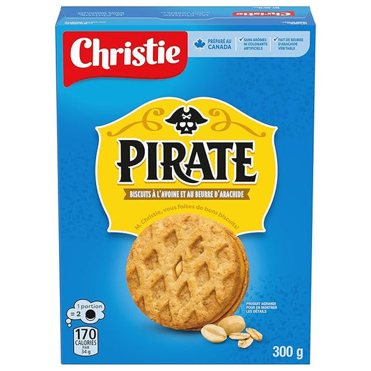 Christie Peek Freans Pirate Peanut Butter Oatmeal Cookies, 300g/10.6 oz., {Imported from Canada}
