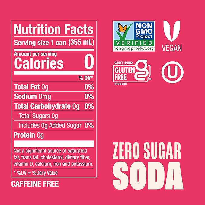 Zevia Zero Sugar Soda, Fruity Variety Pack, 12 oz Cans (24-Pack) ??Naturally Sweetened, Zero Calorie Sugar Free Soda - Non-GMO Project Verified, Gluten-Free, Vegan