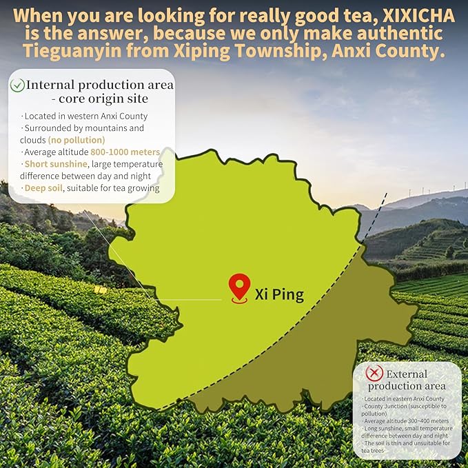 XIXICHA Anxi Tie Guan Yin Oolong Tea Tieguanyin Tea Iron Goddess Oolong Tea Long Lasting Orchid Fragrance Premium Chinese tea High Mountain oolong Tea Grade AAA 若됪ë²?ê³?­†??役볣ì¬??5.29oz/150g