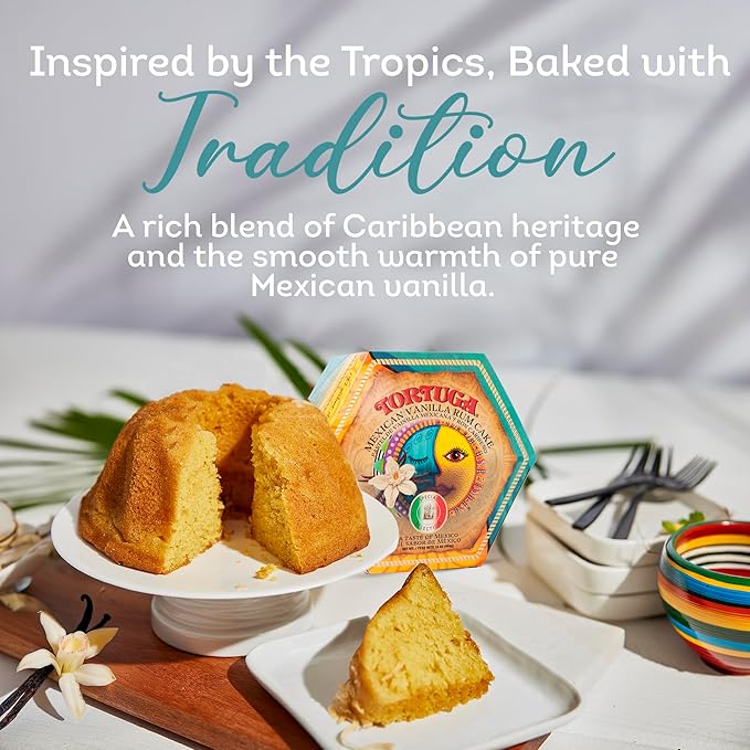 TORTUGA Mexican Vanilla Rum Cake - 16 oz - The Premium Treat for Gift Baskets, Parties and Birthdays - Great Cakes for Delivery