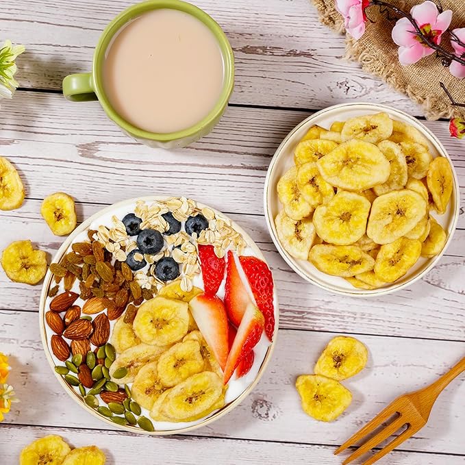 Ternio Dried Banana Chips - 1 lb/453g - Sweetened Dehydrated Banana Flakes - Bulk Healthy Dried Fruit Snack - 100% Natural.
