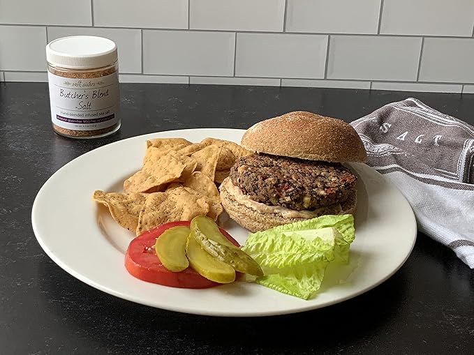 s.a.l.t. sisters Butcher's Blend Sea Salt, Unique BBQ Spices + Salt Blend Alternative to Table Salt, Meat Seafood Vegetable Seasoning, GMO Free, MSG Free, Resealable Pouch, 16 oz