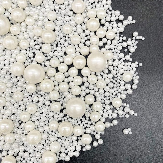 Weraru Edible White Pearl Sugar Sprinkles Candy Mixing Size Baking Edible Cake Decorations Cupcake Toppers Cookie Decorating Celebrations Wedding Shower Party Chirstmas Supplies 130g/ 4.58oz