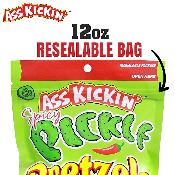 ASS KICKIN??Spicy Pickle Pretzels 12 Ounce Size Flavor Pack Seasoned Pretzel Twists