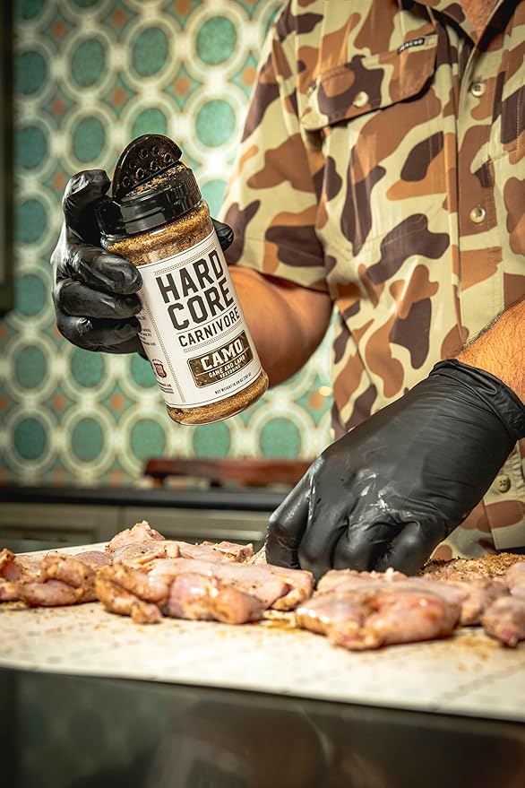 Hardcore Carnivore Camo - Wild Game and Lamb Seasoning (10.5 oz Shaker) Bold Texas-Made Spice Blend for Venison, Elk, Duck, Lamb and More