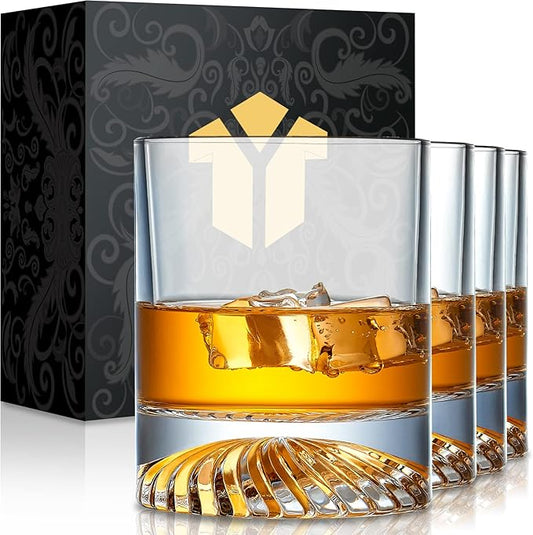 Whiskey Glasses Old Fashioned Glasses Set of 4 12oz Rocks Glasses Gift for Men Women Drinking Bourbon Scotch Cocktails Rum Cognac Vodka at Home Bar