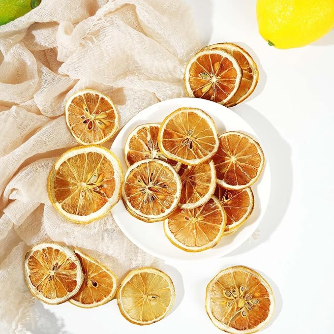 Dried Lemon Slices,Dehydrated Lemon Slices 8.82oz/250g Perfect for Cocktails,Fruit Tea, Garland, Crafts and Baking Sweet Wheels for Garnish, 100% Natural No Additives No Added Sugar