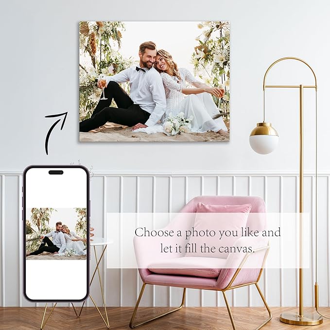 Ship Next Day Custom Canvas Prints with Your Photos (Framed 8x12) Personalized Picture Gifts Photo Prints Canvas Personalized Wall Art Ideal for Home Decor