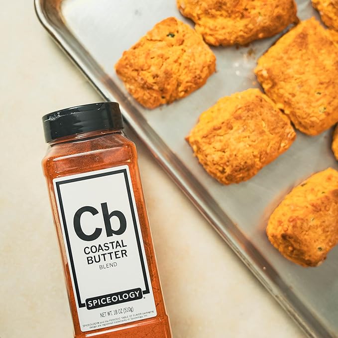 Spiceology ??Coastal Butter Seasoning ??Savory Seafood Spice Blend with Butter Powder, Lemon, Garlic & Paprika ??Ideal for Grilled Fish, Shellfish, Vegetables & Corn on the Cob ??18 oz