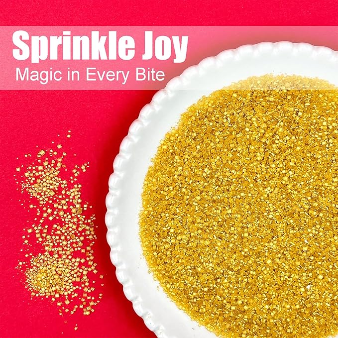 Sprinkles for Cake Decorating, Gold Sanding White Pearl Silver Jimmies Sprinkles Mix for Ice Cream Brownie Cookie Cupcake Baking Decorations