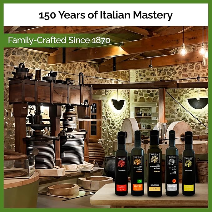 Dell'Orto Classic Ultra Premium Extra Virgin Olive Oil (750ml) | Award-Winning, First Cold Pressed | Low Acidity, Polyphenol Rich Olive Oil | Harvest Date, Campania Family Estate | 25.4 Fl Oz
