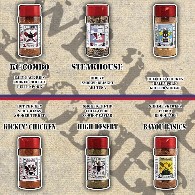THE TAILGATE FOODIE Taste of America Grilling Pack Gourmet Seasonings | 7 pc 'Merica Seasoning Gift Set | 6 Regional American Blends & Seasonings *Great Father's Day Gift*