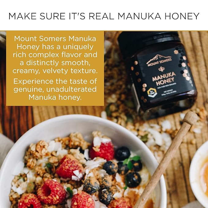 Mount Somers 100% Pure Premium Raw Manuka Honey - UMF 5+ / MGO 83+ 17.6oz (500g) Jar, Non GMO New Zealand Manuka Honey, Genuine Natural Superfood, Great Taste, UMF Certified