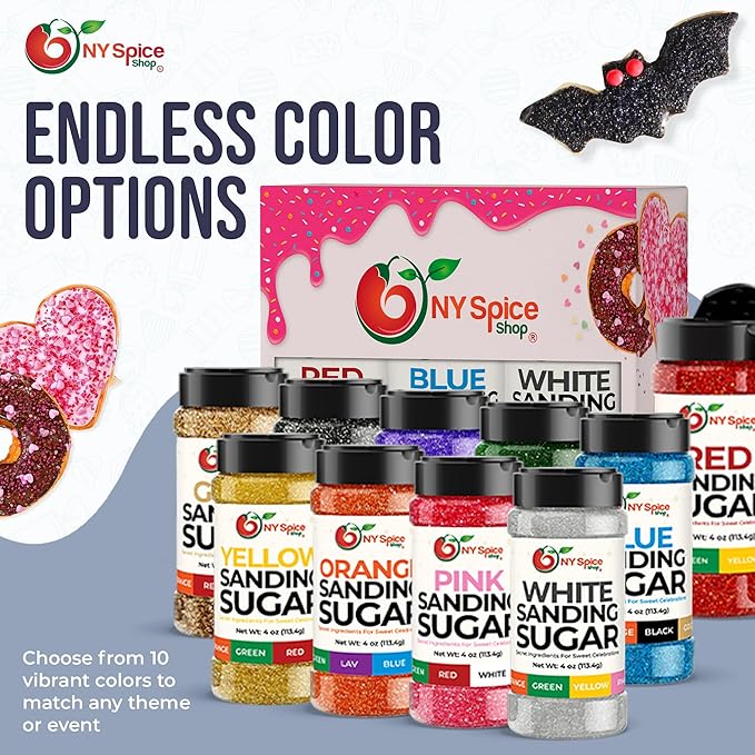 NY Spice Shop Black Sanding Sugar - 4 Ounce Sweet Colorful Edible Sprinkles For Candy Dish - Sugar Sprinkles For Cake Decorating Basket & Dishes