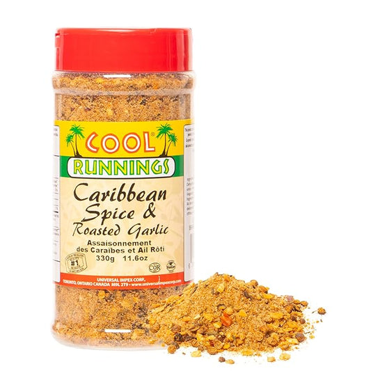 Cool Runnings Caribbean Spice & Roasted Garlic 330g - Used for Grilling, Roasting, and Marinating Meats, Seafood, and Vegetables, Perfect for Rotisserie Chicken