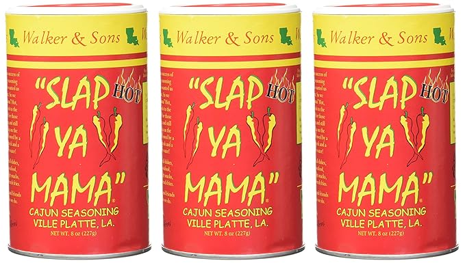 Slap Ya Mama Cajun Seasoning from Louisiana, Hot Blend, No MSG and Kosher, 8 Ounce Can, Pack of 3