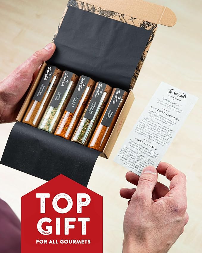 TIMBER TASTE® World Spice Gift Set - Collection of Gourmet International Spice Blends - World Seasonings Set for Men & Women - Birthday Gifting Ideas for Men - Dad Birthday Gifting Ideas