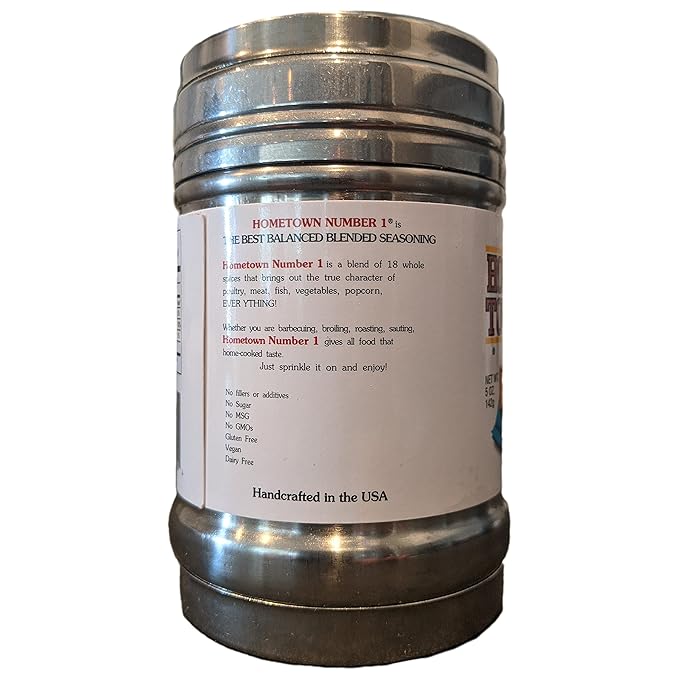 Hometown Number 1 Blended Seasoning for Beef, Poultry, Fish, Pork and Veggies – Gluten Free and No MSG – Whole Spices for Flavorful Steaks, Chicken and Seafood (5 oz)