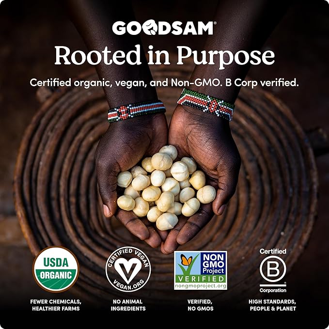 goodSAM Organic Raw Macadamia Nuts – Unsalted, Whole Nuts – Buttery Creamy Flavor – Sustainably Grown on Regenerative Family Farms – High Fat Low Carb Keto Friendly Snacks - 1.5lb Pouch