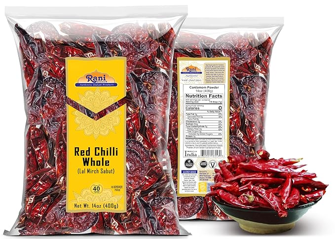 Rani Chilli Whole (Lal Mirch Sabut) 14oz (400g) ~ All Natural | Vegan | No Colors | Gluten Friendly | NON-GMO | Kosher