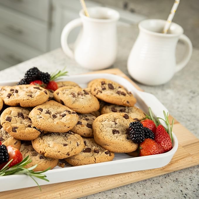 Temp-tations by Tara Baking Pans Set - 9x13" Set of 2 Woodland White Bakeware Sets with Casserole Dish for Oven and Serving Dish for Lasagna, Pies, Meatloaf, Hand-Painted Ceramic Casserole Oven Pan