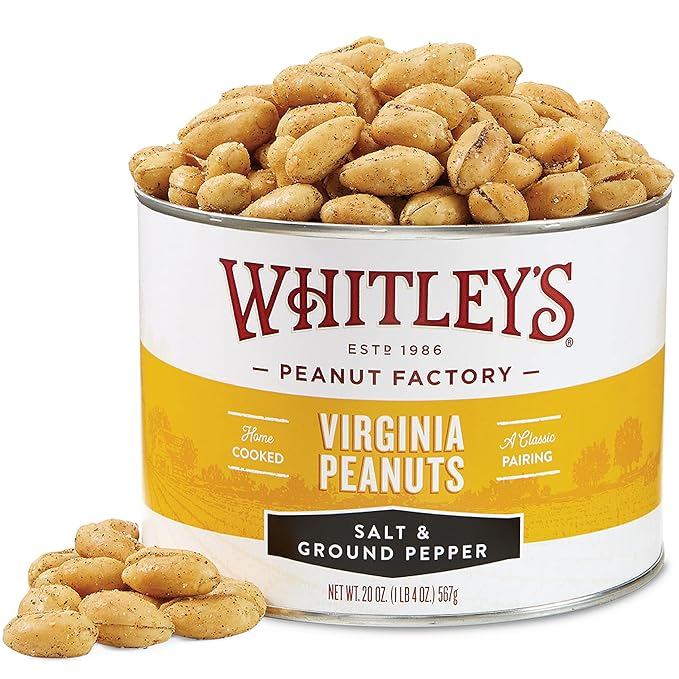 Whitley?셲 Salt & Ground Pepper Virginia Peanuts ??Super Extra Large 'Home Cooked' Virginia Peanuts (20 Ounce Tin)