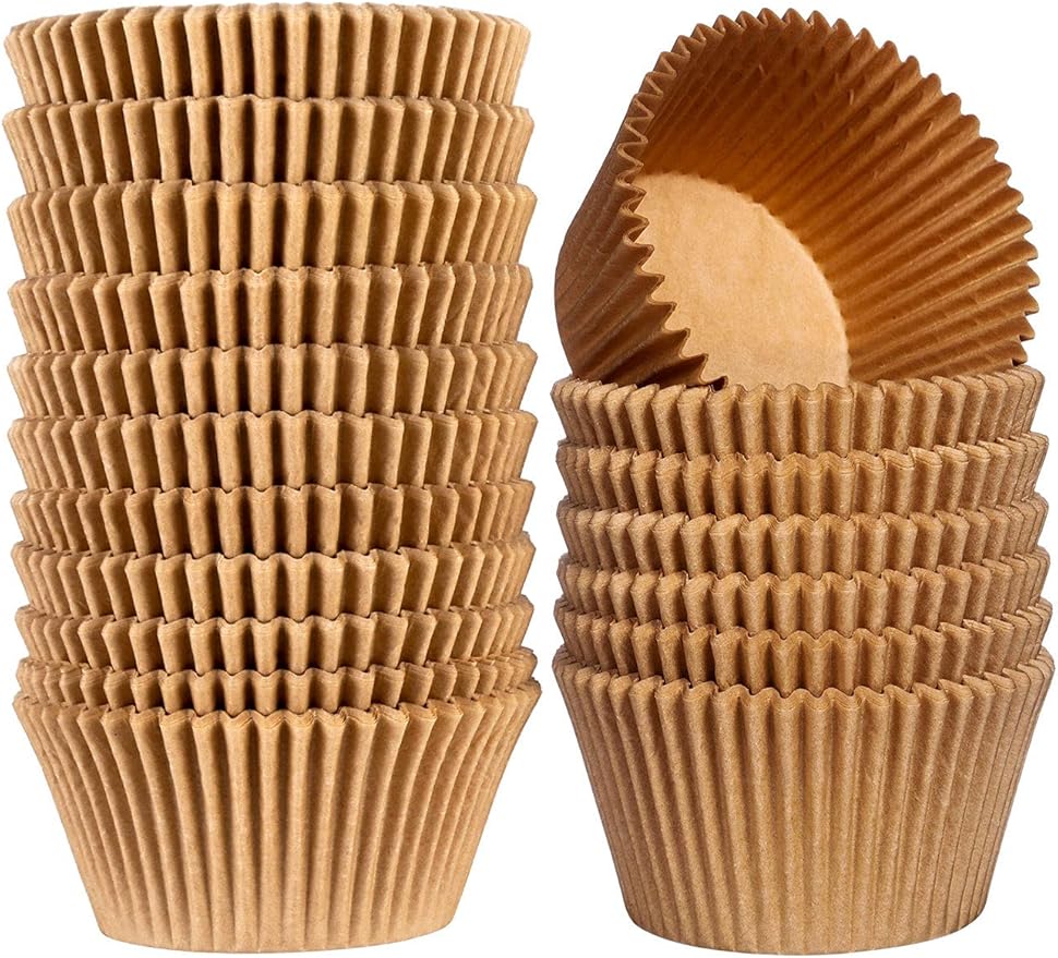 Gifbera Jumbo Cupcake Liners Greaseproof Paper 200 Count - Food Grade Odorless Muffin Baking Cups Cupcake Wrappers for Wedding Birthday, Natural