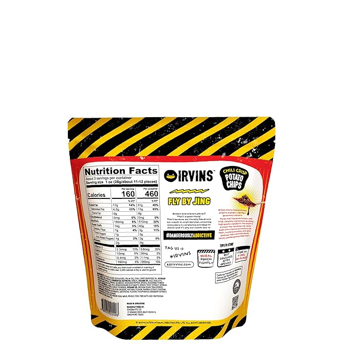 IRVINS x Fly By Jing Chili Crisp Potato Chips 3-Pack (2.8 oz)