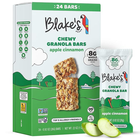 Blake’s Seed Based Chewy Granola Bars — Apple Cinnamon (24 Count), Vegan, Gluten Free, Nut Free & Dairy Free, Healthy Snacks for Kids or Adults, School Safe, Low Calorie Soy Free Snack